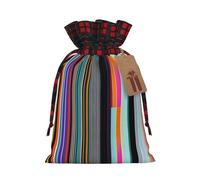 Sacs de Noël avec cordon de serrage et lignes verticales irrégulières - Réutilisables - Taille M