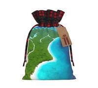 Sacs de Noël avec cordon de serrage imprimé « An island in the Ocean » - Réutilisables - Taille M