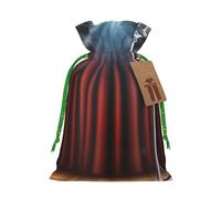 Sacs de Noël avec cordon de serrage imprimés pour microphone et projecteur sur scène, S | Sacs de rangement réutilisables pour cadeaux de Noël, ruban de Noël vert