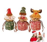 Sacs de Noël avec cordon de serrage | Pochette de 3 pièces en tissu pour sapin de Noël, anniversaire, enfants, bébés, fêtes, bonbons, mariage