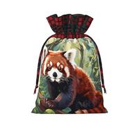 Sacs de Noël avec cordon de serrage pour bonbons, collation cadeaux, imprimé panda rouge fantaisie, sacs de vacances, pochettes à friandises