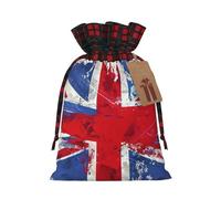 Sacs de Noël avec cordon de serrage pour bonbons, collation cadeaux, imprimé Union Jack