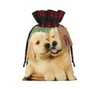 Sacs de Noël avec cordon de serrage pour bonbons, collation cadeaux, motif chien golden retriever, sacs de vacances, pochettes à friandises