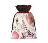 Sacs de Noël avec cordon de serrage pour bonbons, collation cadeaux, romantique, tour Eiffel, tour Eiffel, sac de vacances, pochettes à friandises