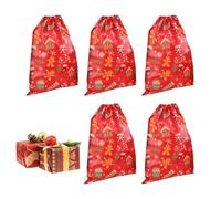Sacs de Noël avec cordon de serrage pour | Pochette à goûter réutilisable, pochette de rangement festive pour biscuits - pour bas de Noël, réunions de famille, jouets, livres, boutiques