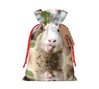 Sacs de Noël drôles et coquins avec cordon de serrage - Motif langue de mouton mignon - Taille M