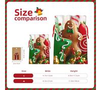 Sacs de Noël en forme de bonhomme en pain d'épice avec cordon de serrage et ruban de Noël rouge - Pochettes cadeaux réutilisables en toile de jute avec cordon de serrage, M