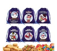 Sacs de Noël - Ensemble de flanelle avec cordon de 10 x 12 cm, enveloppe réutilisable de 6 pièces, paquet avec fermeture à cordon, boîte à bonbons de Noël, boîte pour cadeaux | Fest