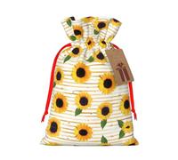 Sacs de Noël M - Motif tournesol - Pochettes cadeaux avec cordon de serrage pour Noël, anniversaire, mariage, fête