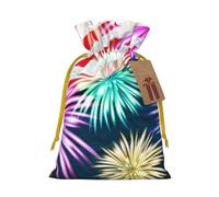 Sacs de Noël patriotiques avec cordon de serrage imprimé drapeau américain du 4 juillet avec ruban de Noël jaune - Pochettes cadeaux réutilisables en toile de jute avec cordon de serrage, S