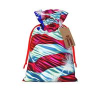 Sacs de Noël patriotiques avec cordon de serrage imprimé drapeau américain du 4 juillet pour fête de Noël, ruban rouge, S