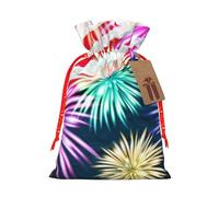 Sacs de Noël patriotiques du 4 juillet avec cordon de serrage et ruban de Noël rouge - Pochettes cadeaux réutilisables en toile de jute avec cordon de serrage, M