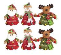 Sacs de Noël pour cadeaux, 6 pièces sacs de Noël mignons en forme d'arbre avec fermeture éclair réutilisable en peluche Père renne bonhomme neige pour cadeaux, bonbons, fruits, fêt