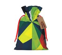 Sacs de Noël réutilisables avec cordon de serrage avec drapeau abstrait géométrique national pour fête de Noël, emballage cadeau de Noël, ruban rouge, M