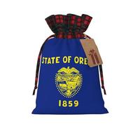 Sacs de Noël réutilisables avec cordon de serrage Motif drapeau de l'État de l'Oregon, pour bonbons, mariage, cadeaux et rangement
