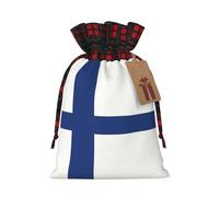 Sacs de Noël réutilisables avec cordon de serrage, motif drapeau finlandais, pour bonbons, mariage, cadeaux et rangement