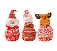 Sacs de Noël tricotés avec cordon de serrage, sacs d'emballage de Noël, cordon de serrage, sacs d'emballage en tissu de Noël au design pour enfants, adultes et tous les Al