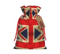 Sacs de Noël vintage avec cordon de serrage Motif drapeau britannique Taille M