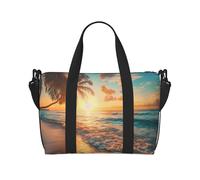 Sacs de nuit en toile, sacs de week-end pour femmes, tropicaux au coucher du soleil, scène de plage, articles personnels, sac de voyage, articles essentiels de voyage, sac de voyage