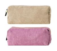 Sacs De Papeterie Rétro En Velours Côtelé, Fournitures Scolaires De Rangement Pour Étudiants, Sacs Simples 2 Pièces