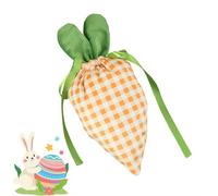 Sacs de Pâques en forme de carotte, sacs en tissu comme cadeaux d'invités pour anniversaires d'enfants, matériau de remplissage de fleurs de printemps pour œufs de Pâques, cadeaux (grille orange, 1