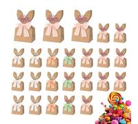 Sacs De Pâques - Sacs Cadeaux De Pâques 24 Pièces En Papier Avec Oreilles Ďe Lapin, Śacs En Papier Rustiques Avec Nœuds Et Fleurs Séchées | Šacs Đe Cadeaux D́e Ṕâques Pour Çadeaux Faits Maison |
