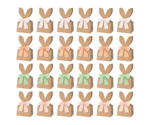 Sacs De Pâques - Sacs Cadeaux De Pâques 24 Pièces En Papier Avec Oreilles Ďe Lapin, Śacs En Papier Rustiques Avec Nœuds Et Fleurs Séchées | Šacs Đe Cadeaux D́e Ṕâques Pour Çadeaux Faits Maison |