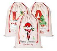 Sacs de Père Noël avec cordon de serrage, sacs de Père Noël personnalisés avec nom initial, grands sacs, grands sacs cadeaux de Noël, sacs cadeaux de Père Noël