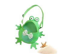 Sacs de plage en maille en forme de grenouille, adorable rangement de jouets, sac de voyage portable réglable pour collectionner coquillages, jouets et trésors en vacances en plein air, , vert