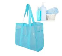 Sacs de plage, sac de plage en filet, grand sac de rangement imperméable à l'épreuve du sable, organisateur de jouets pour femmes, natation, famille, vacances, camping, croisière, bleu, Refer to