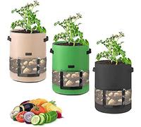 sacs de plantation pour jardin, sacs de culture de 7 gallons avec poignées et visière transparente, sac à légumes, sac de plantation pour pommes de terre, tomates, carottes, fraises