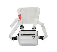Sacs de Poitrine Multifonctions for Hommes et Femmes, Gilet en Tissu Oxford, Pochette Ceinture Hip-Hop Street(White)