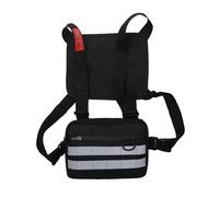 Sacs de poitrine multifonctions for hommes et femmes, gilet en tissu Oxford, pochette de ceinture Hip-Hop Street(Black1)