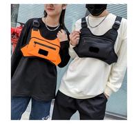 Sacs de Poitrine Oxford for Hommes, Sacs Unisexes en Nylon, à Dos Gilet Multi-Poches Hip Hop(Black)