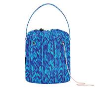 Sacs de rangement amusants à carreaux bleus pour crochet, sacs de rangement portables pour outils de tricot, travaux manuels