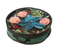 Sacs de Rangement Couronne de Noël, Rangement Couronne Décorative, Double Fermeture Éclair Ronde pour Rangement Couronne Artificielle, Conteneur de Couronne de Fleurs Intérieur avec Fenêtre et Poignée