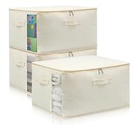 Sacs de rangement en toile pour couettes, vêtements, couettes, vêtements, conteneurs avec fermeture éclair robuste, fenêtre transparente de 75 l pour pulls, couvertures, rangement de chambre à coucher