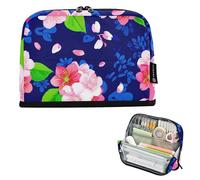Sacs de rangement pour crayons roses fleurs de cerisier bleu trousse à crayons à fermeture éclair pochette à crayons pour adolescentes filles pochette à stylos garçon papeterie coloré fournitures pour
