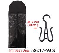 Sacs De Rangement Pour Perruques Avec Cintre,Extension De Cheveux Non Tissés,Sacs De Rangement Electrolux Pour Plusieurs Perruques,Rose Noir Et Violet,Bon Marché - Type 5 Set 80cm Black