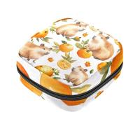 Sacs de rangement pour serviettes hygiéniques mignons Capybaras et agrumes avec fermeture éclair, pochette pour tasse menstruelle, porte-monnaie doux pour filles et femmes