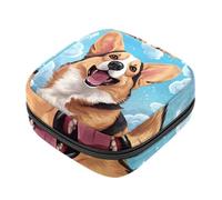 Sacs de rangement pour serviettes hygiéniques, motif nuages Corgi, sac en tissu Oxford, poches pour gobelets menstruels, poches d'allaitement avec fermeture éclair pour adolescentes, filles, femmes,