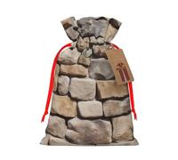 Sacs de rangement réutilisables avec cordon de serrage, motif pierre rétro, ruban rouge