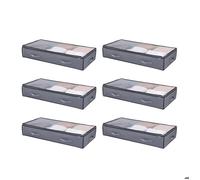 VEVOR Sacs de Rangement sous Lit 6 Pièces de 90 L, Organisateur de Chaussures sous le Lit avec Couvercles Transparents, Boîte de Rangement pour Vêtements, Couvertures, Chambre à Coucher, Maison, Gris