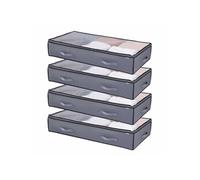 VEVOR Sacs de Rangement sous Lit 4 Pièces 90 L, Organisateur de Chaussures sous le Lit avec Couvercles Transparents, Boîte de Rangement pour Vêtements, Couvertures, Chambre à Coucher, Maison, Gris