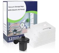 Sacs de Rangement sous Vide avec Pompe Electrique, 12 Packs (4 Géants, 4 Grands, 4 Moyens) pour le Voyage et la Maison