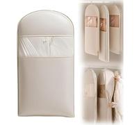 Sacs de Rangement sous Vide Suspendus pour vêtements, Housse sous Vide pour costumes, manteaux, vestes, organisateur de placard Sacs à Suspendre (Beige, L)