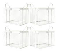 Sacs de rangement transparents à fermeture éclair | 4 bacs empilables robustes | Sacs de rangement de vêtements avec poignées - pour jouets, chaussures, linge, épicerie, maison, dortoir, garage