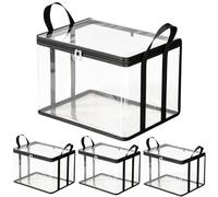 Sacs de rangement transparents à fermeture éclair - 4 pièces - Bacs empilables robustes - Sacs de rangement de vêtements avec poignées - pour vêtements, , chaussures, linge, couverture, épicerie