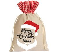 Sacs de Saint-Nicolas 15 x 23 cm en lin personnalisé avec nom de votre choix et motif de Noël Merry Christmas