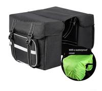Sacs de selle résistants aux intempéries pour vélo électrique, rangement de 25 l avec six sangles réglables, construction pour des conditions difficiles et sécurité du cyclisme (noir + housse de pluie
